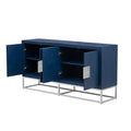 Light Luxury Designed Cabinet With Unique Support Legs And Adjustable Shelves, Suitable For Living Rooms, Corridors, And Study Rooms. Navy Blue Mdf