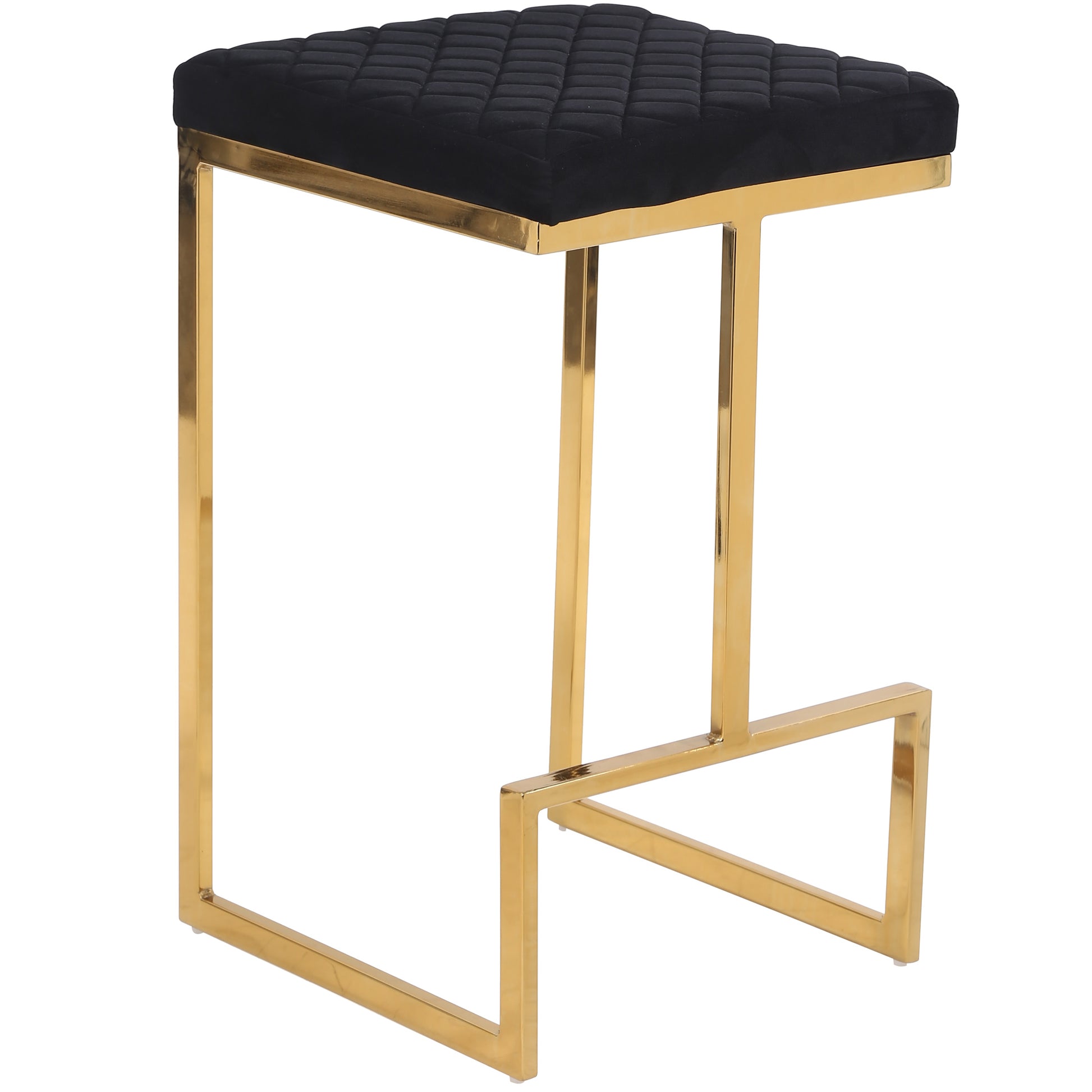 Joel Mid Century Modern Luxury Upholstered Stool Black Velvet