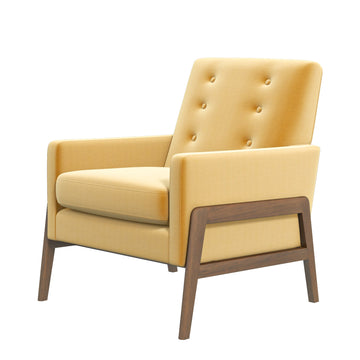 Cole Solid Wood Lounge Chair Yellow Fabric