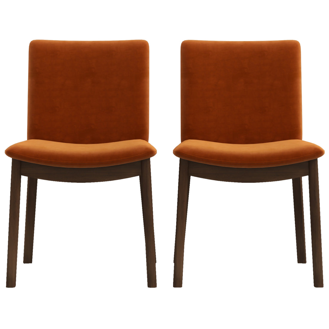 Laura Mid Century Modern Solid Wood Dining Chair Set Of 2 Orange Velvet