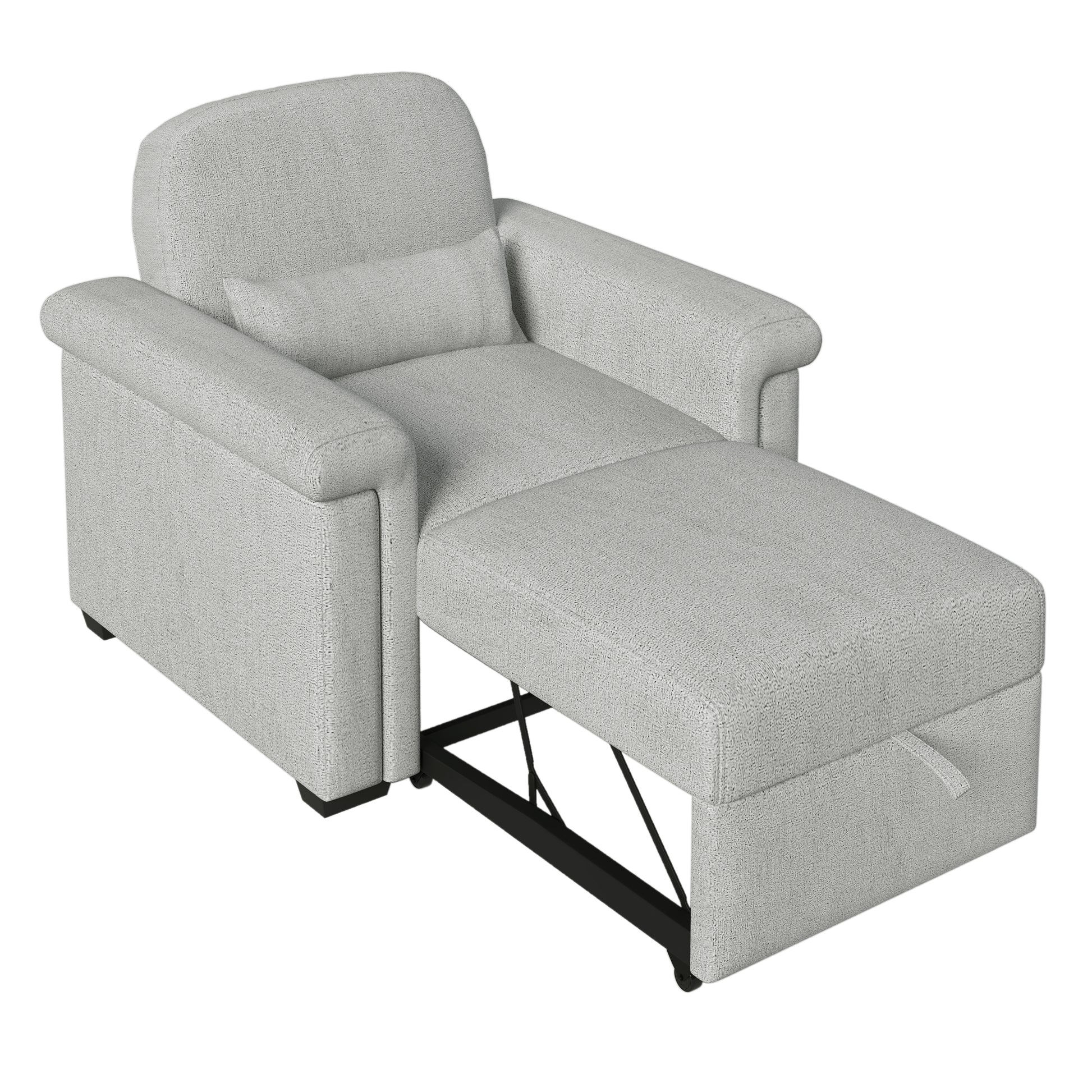 3 In 1 Convertible Sleeper Chair Sofa Bed Pull Out Couch Adjustable Chair With Pillow, Adjust Backrest Into A Sofa, Lounger Chair, Single Bed Or Living Room Or Apartment, Gray Gray Polyester