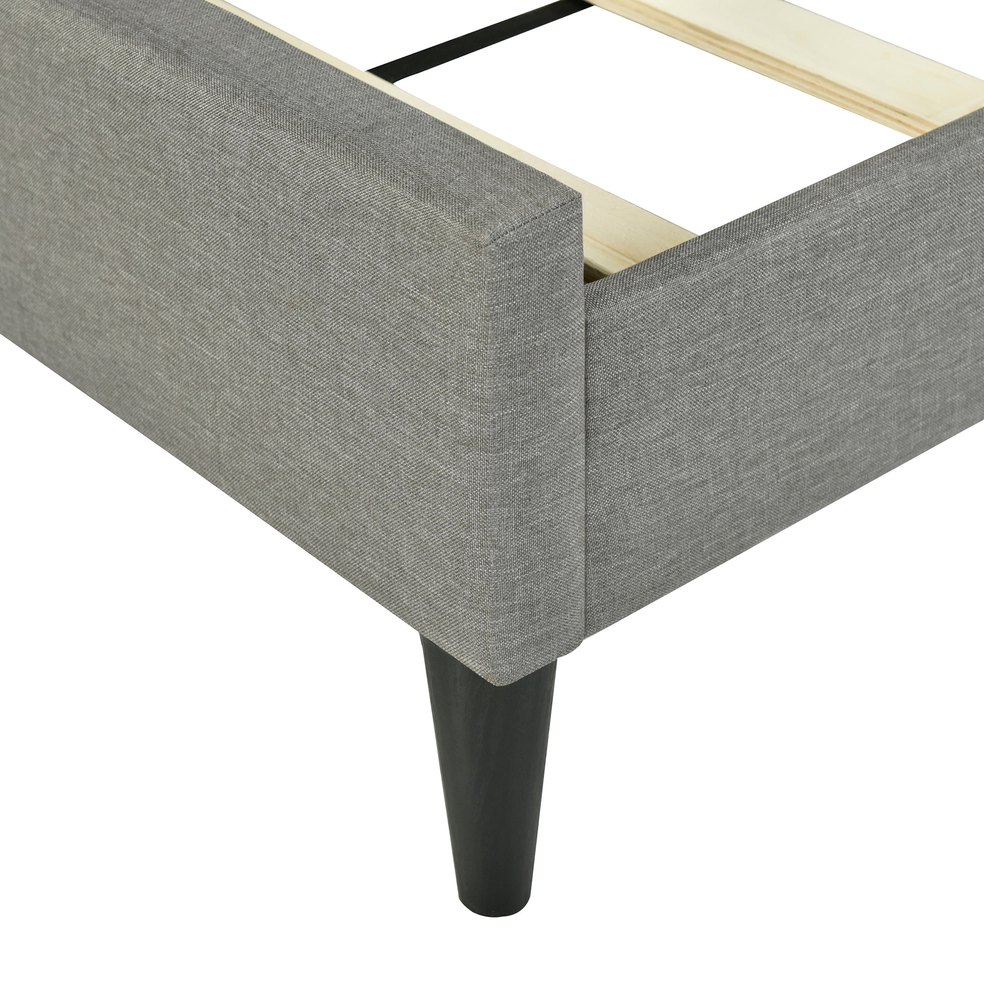 Queen Size Upholstered Platform Bed With Storage Headboard, Sensor Light And A Set Of Sockets And Usb Ports, Linen Fabric, Gray Gray Linen