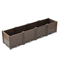 Rectangular Raised Garden Bed Kit Indoor Outdoor Plastic Planter Grow Box For Fresh Vegetables, Herbs, Flowers & Succulents, Brown Brown Polypropylene