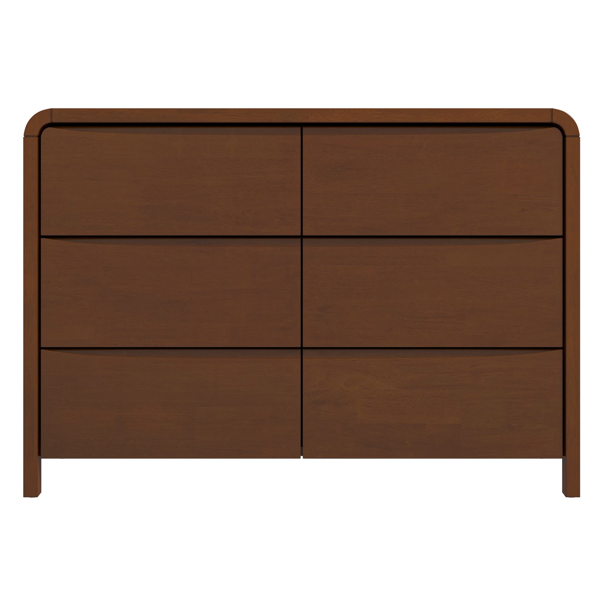 Lionel Mid Century Modern Solid Wood 6 Drawer Dresser Brown Solid Wood