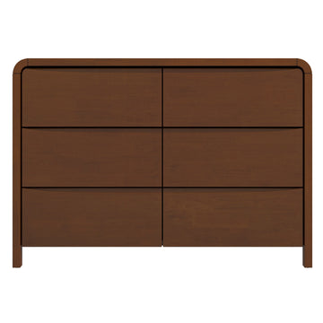 Lionel Mid Century Modern Solid Wood 6 Drawer Dresser Brown Solid Wood