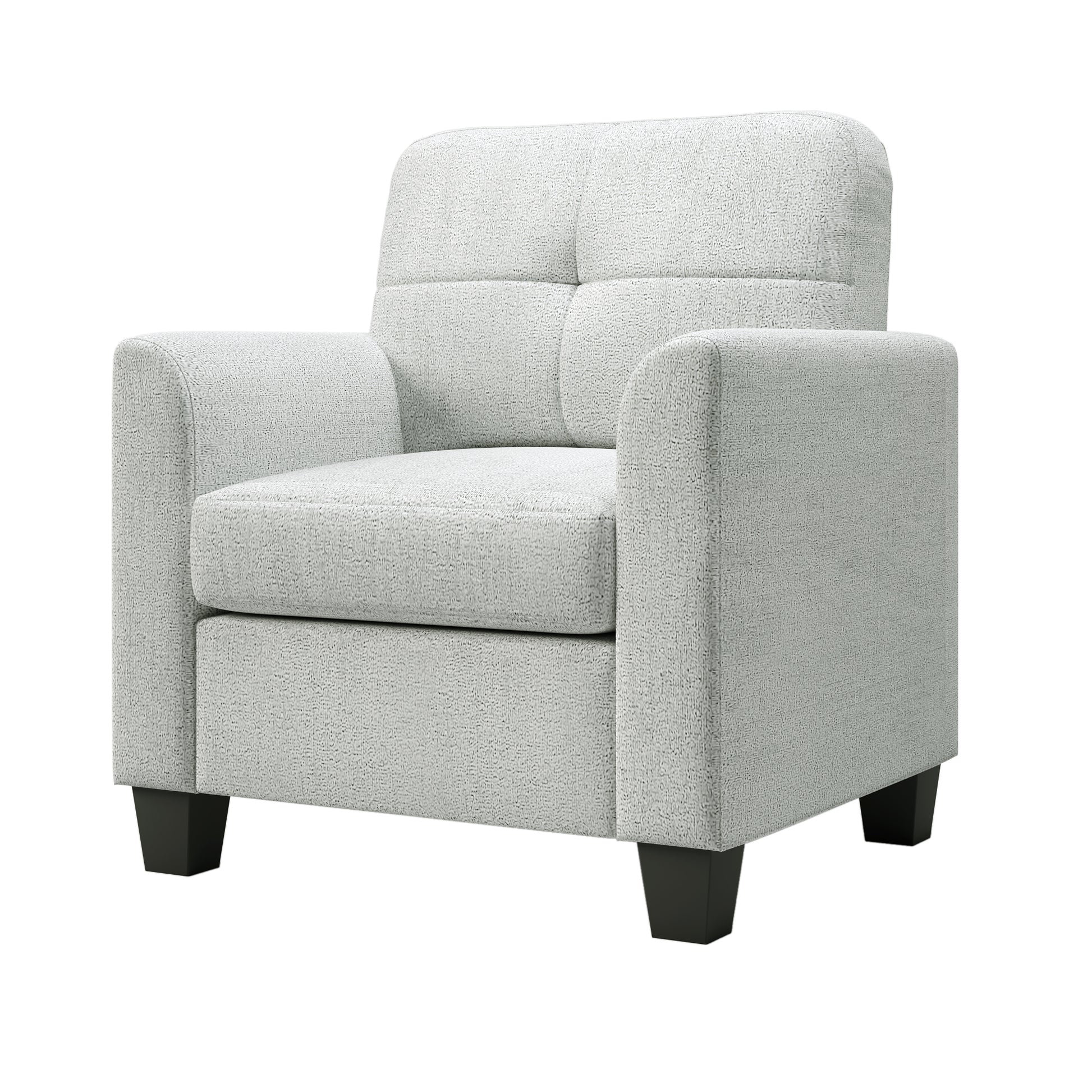 Mid Century Modern Accent Chair Cozy Armchair Button Tufted Back And Wood Legs For Living Room, Office Room, Beige Beige Primary Living Space Polyester