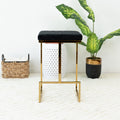 Joel Mid Century Modern Luxury Upholstered Stool Black Velvet