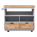 Rolling Kitchen Island With Storage, Two Sided Kitchen Island Cart On Wheels With Wood Top, Wine And Spice Rack, Large Kitchen Cart With 2 Drawers, 3 Open Compartments, Grey Blue Blue Kitchen Classic,French,Mid Century Modern,Modern,Rustic Rectangular