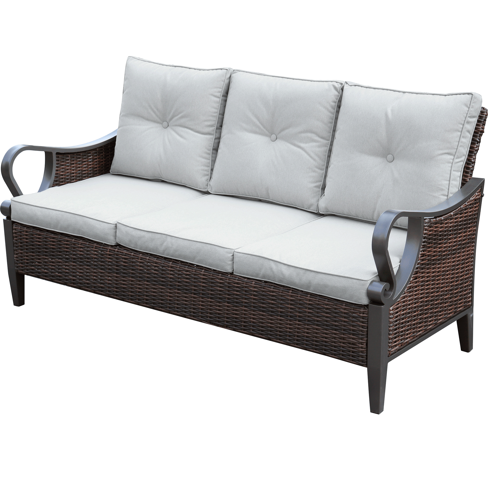 6 Pcs Outdoor Sectional Sofa With Reclining Backrest, Ottomans, Light Gray Cushions Yes Sectional Brown Light Gray Seats 8 Rust Resistant Frame Fade Resistant Cushion Garden & Outdoor Sectional Seating Groups Foam Rattan Metal