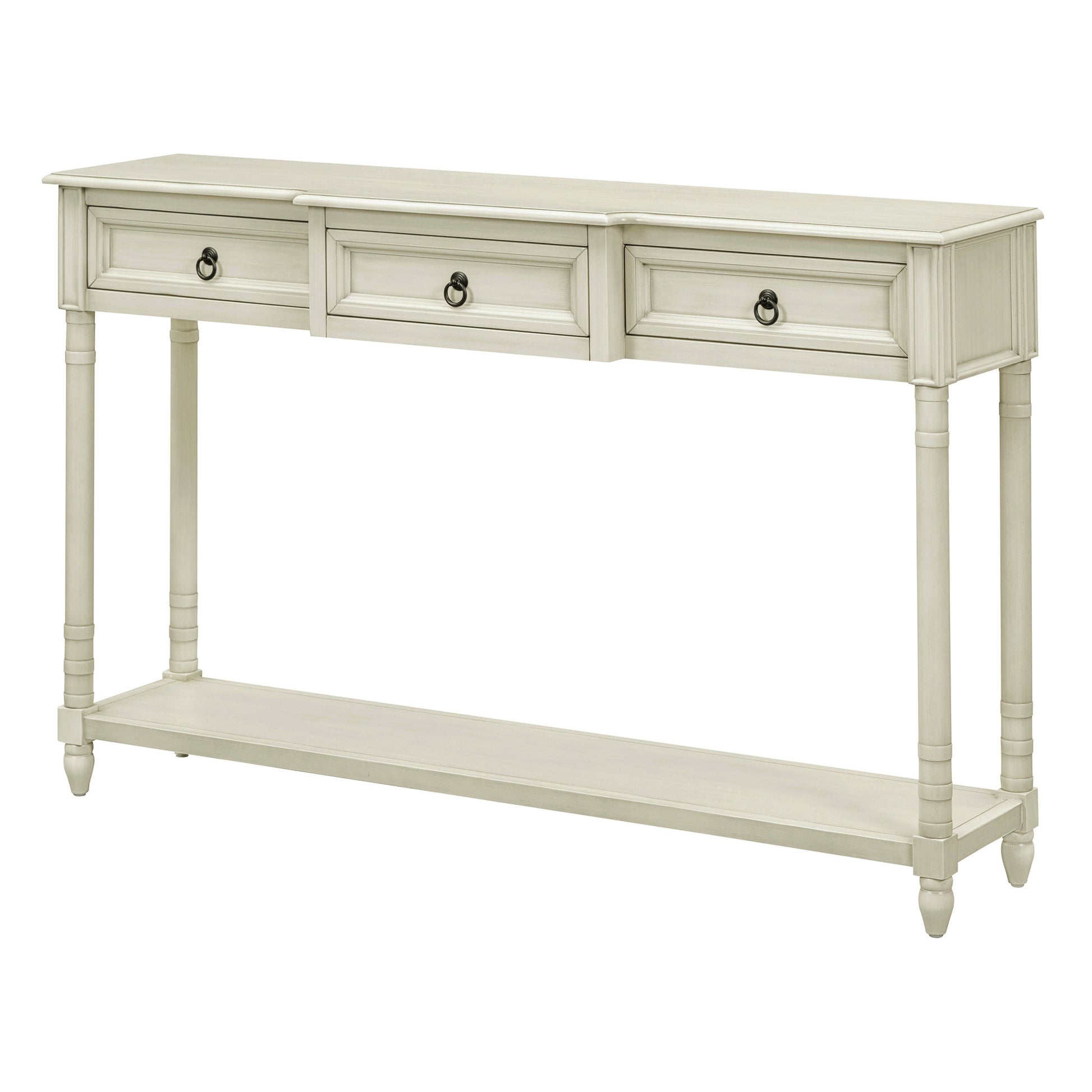 Console Table Sofa Table With Drawers For Entryway With Projecting Drawers And Long Shelf Antique White, Old Sku: Wf189574Aak Antique White Solid Wood Mdf