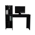 120 Writing Desk, Four Shelves, Black Black Particle Board Pine