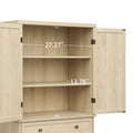 4 Door Cabinet With 1 Drawer, With 4 Adjustable Inner Shelves, Storage Cabinet Natural Particle Board