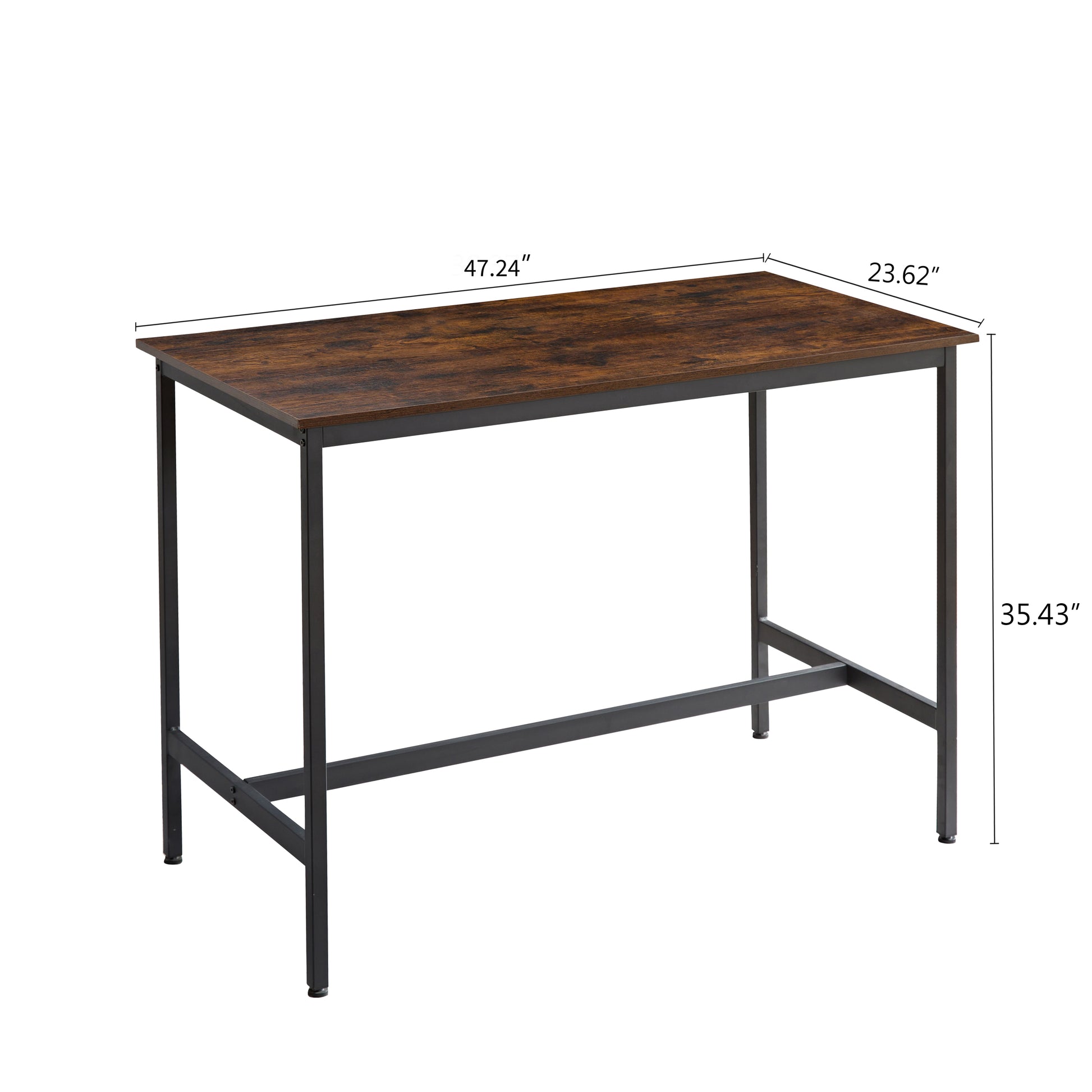 Bar Industrial Style Five Piece Set, Four Soft Bags With Backrest Bar Chairs, Industrial Style Iron Wood Table Set, Suitable For Kitchen, Restaurant, Bar. Antique Brown European,Industrial,Mid Century Modern,Minimalist Particle Board Particle Board