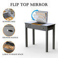 Sleek Grey Vanity Table With Led Lights, Flip Top Mirror And 2 Drawers, Jewelry Storage For Women Dressing Grey 2 Drawers Mdf