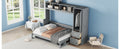 Full Size Murphy Bed Wall Bed With Closet And Drawers,Gray Gray Mdf Lvl