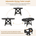 5 Piece Retro Functional Dining Set With Extendable Round Table With Removable Middle Leaf And 4 Upholstered Chairs For Dining Room And Living Room Black Black Solid Wood Mdf