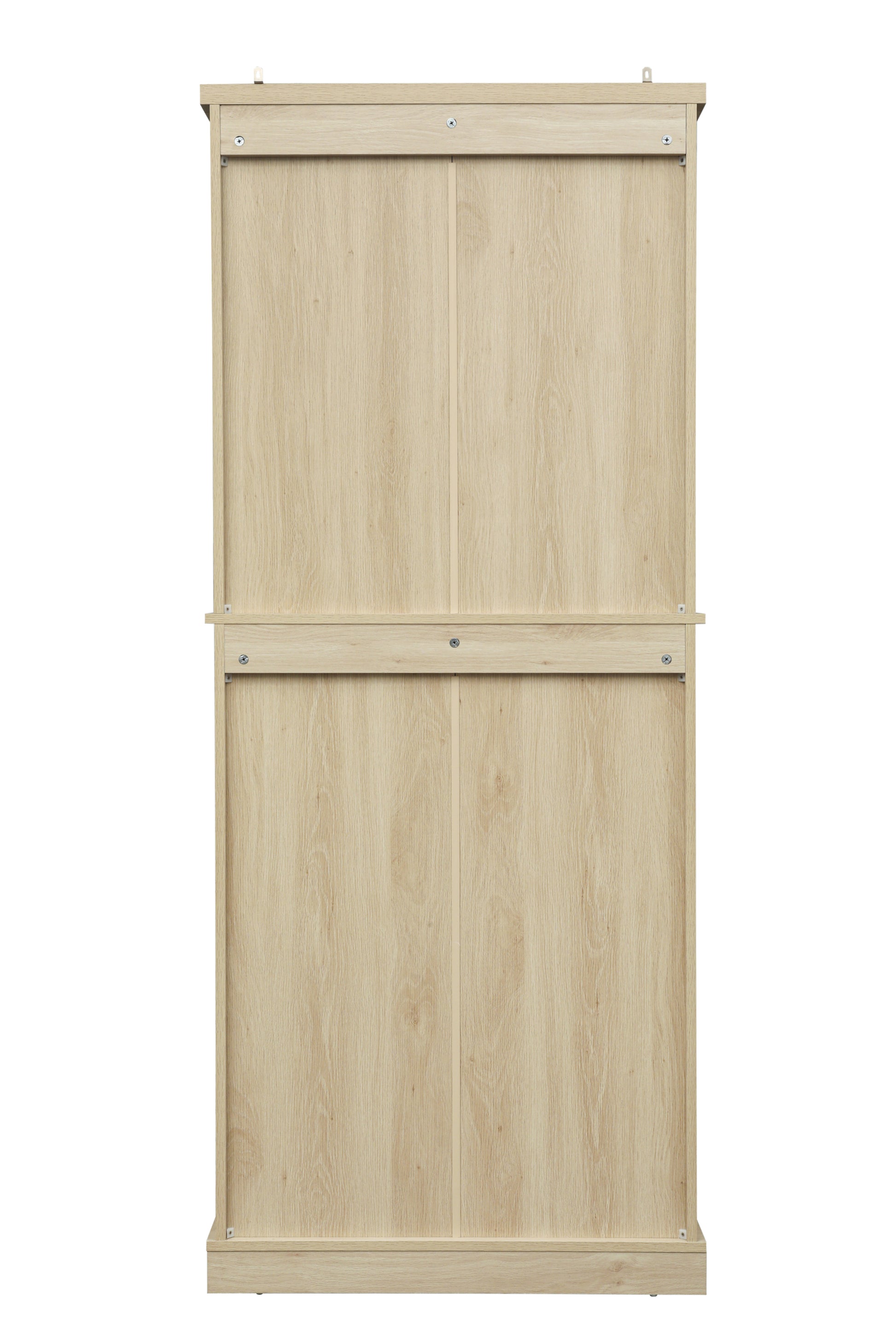 4 Door Cabinet With 1 Drawer, With 4 Adjustable Inner Shelves, Storage Cabinet Natural Particle Board