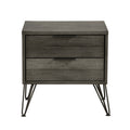 Contemporary Three Tone Gray Finish Nightstand Perched Atop Metal Legs Acacia Veneer Modern Bedroom Furniture Gray 2 Drawers Bedroom Contemporary Wood