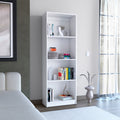 Vinton Bookcase With Spacious Tier Shelving Design, White White Particle Board Pine