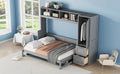 Full Size Murphy Bed Wall Bed With Closet And Drawers,Gray Gray Mdf Lvl