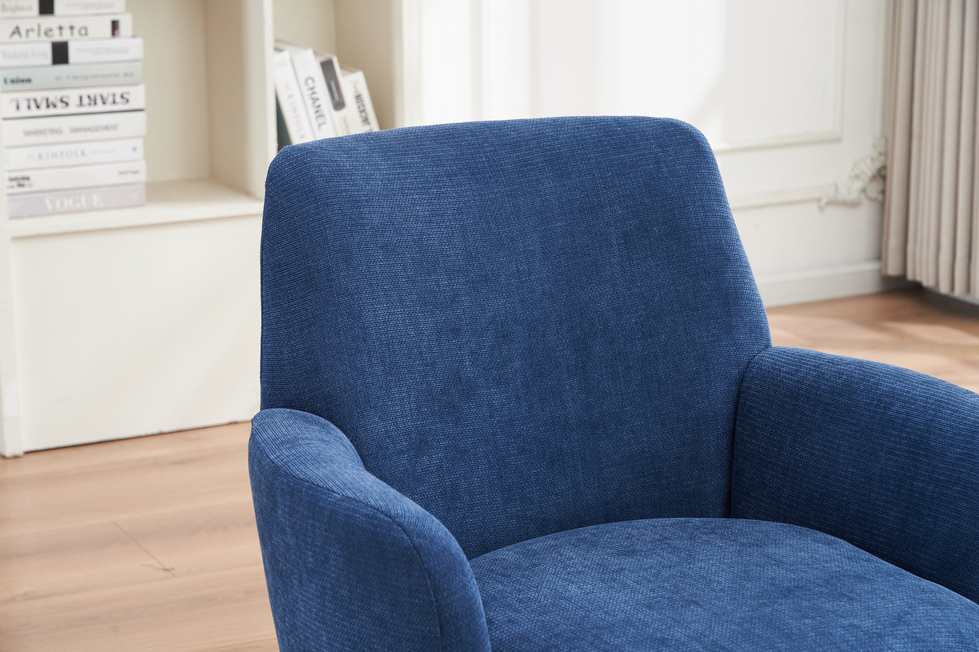 Polyester Swivel Barrel Chair, Swivel Accent Chairs Armchair For Living Room, Reading Chairs For Bedroom Comfy, Round Barrel Chairs With Gold Stainless Steel Base Blue Blue Primary Living Space American Design Foam Polyester