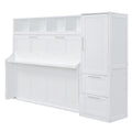 Queen Size Murphy Bed Wall Bed With Closet And Drawers,White Queen White Mdf Lvl