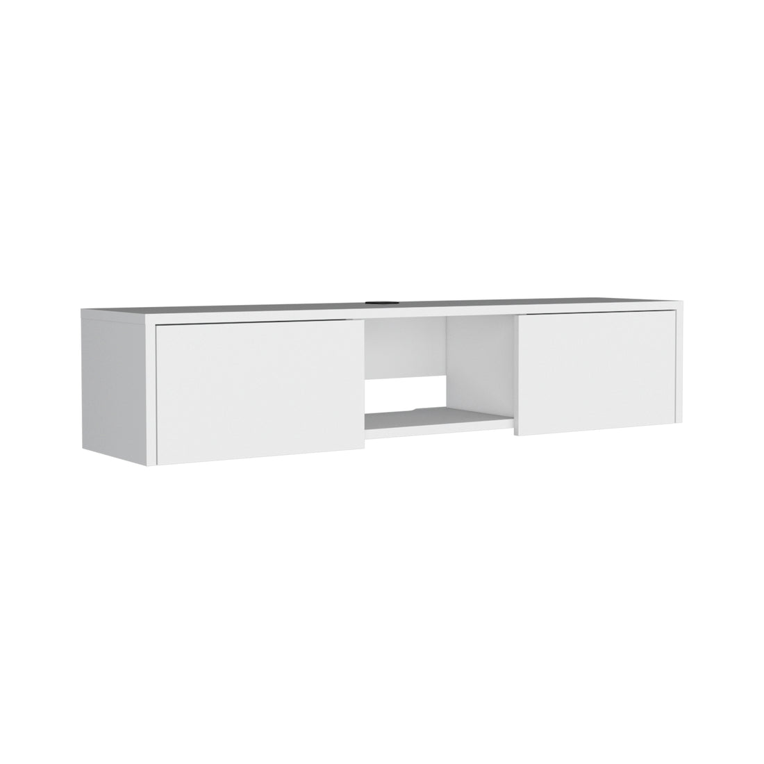 Adel Floating Tv Stand, Sleek Wall Mounted Console With 2 Doors, White White 50 59 Inches Particle Board Pine