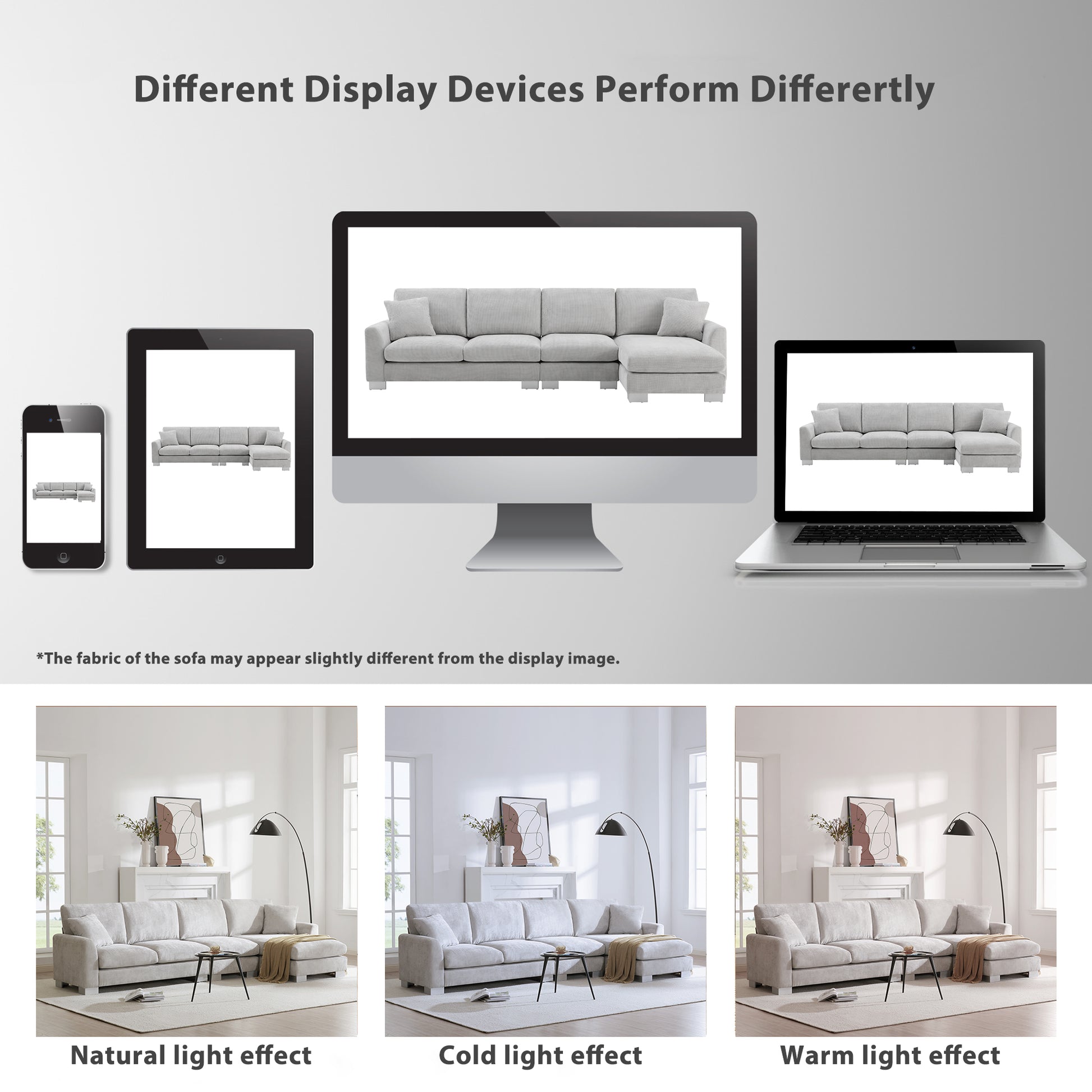 119*55" Modern Oversized Sectional Sofa,L Shaped Luxury Couch Set With 2 Free Pillows,5 Seat Chenille Indoor Furniture With Chaise For Living Room,Apartment,Office,2 Colors Light Gray Chenille 5 Seat