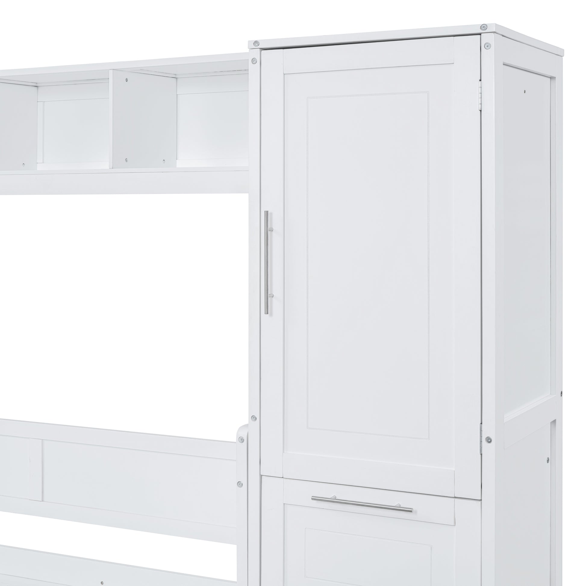 Queen Size Murphy Bed Wall Bed With Closet And Drawers,White Queen White Mdf Lvl