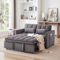 55.1 Inch 3 In 1 Convertible Sofa Bed, Modern Velvet Double Sofa Futon Sofa Bed With Adjustable Back, Storage Bag And Pillow, For Living Room, Bedroom Dark Grey Dark Grey Metal & Wood 2 Seat