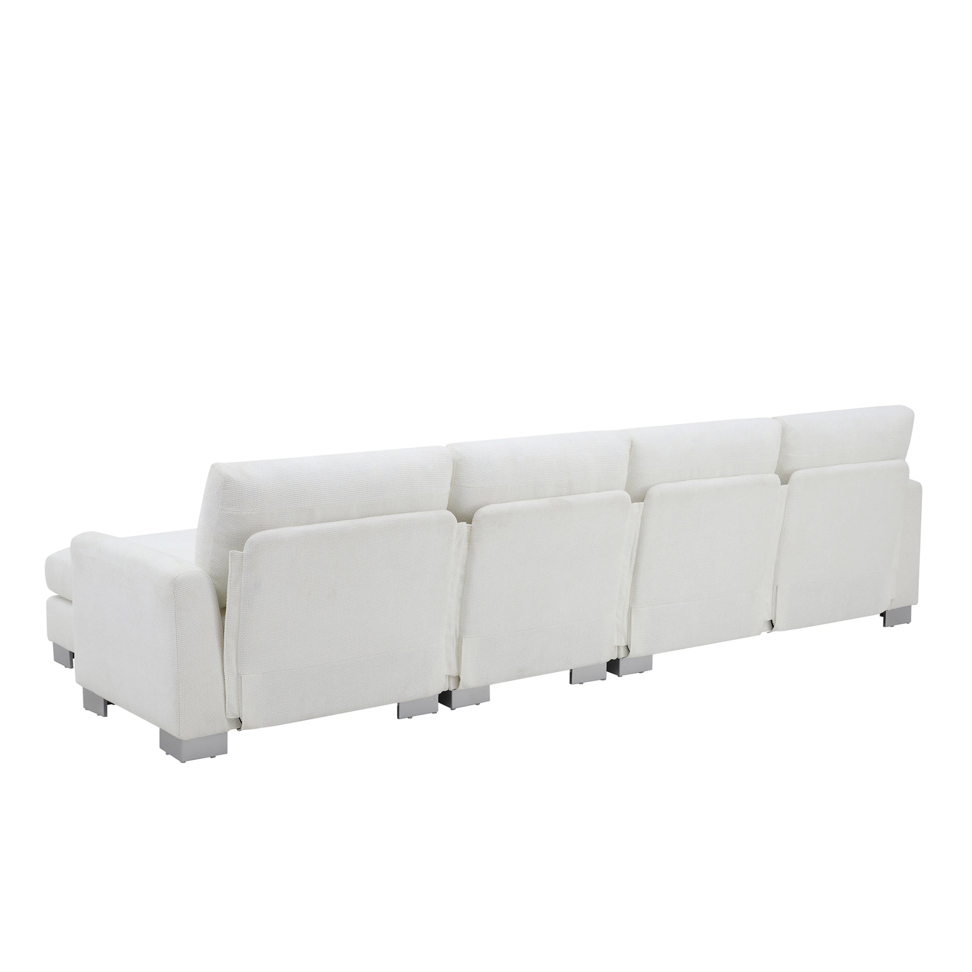 119*55" Modern Oversized Sectional Sofa,L Shaped Luxury Couch Set With 2 Free Pillows,5 Seat Chenille Indoor Furniture With Chaise For Living Room,Apartment,Office,2 Colors White Chenille