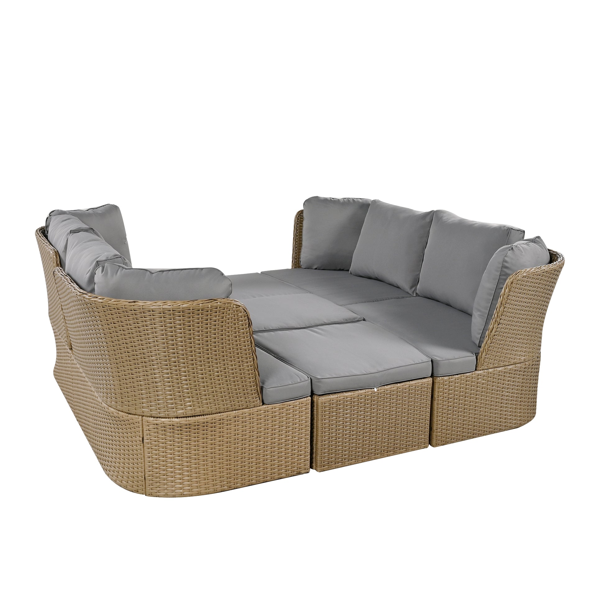 Customizable Outdoor Patio Furniture Set, Wicker Furniture Sofa Set With Thick Cushions, Suitable For Backyard, Porch. Yes Gray Garden & Outdoor Complete Patio Sets Hdpe