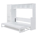 Full Size Murphy Bed Wall Bed With Closet And Drawers,White White Mdf Lvl
