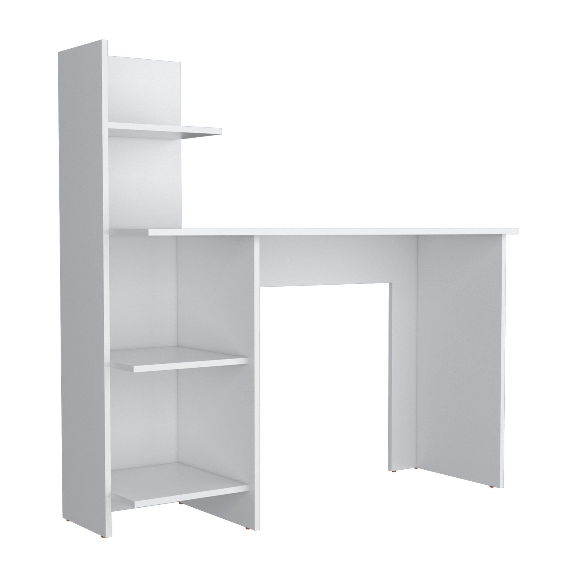 Depot E Shop Toronto 120 Writing Desk, Four Shelves, White White Particle Board Pine