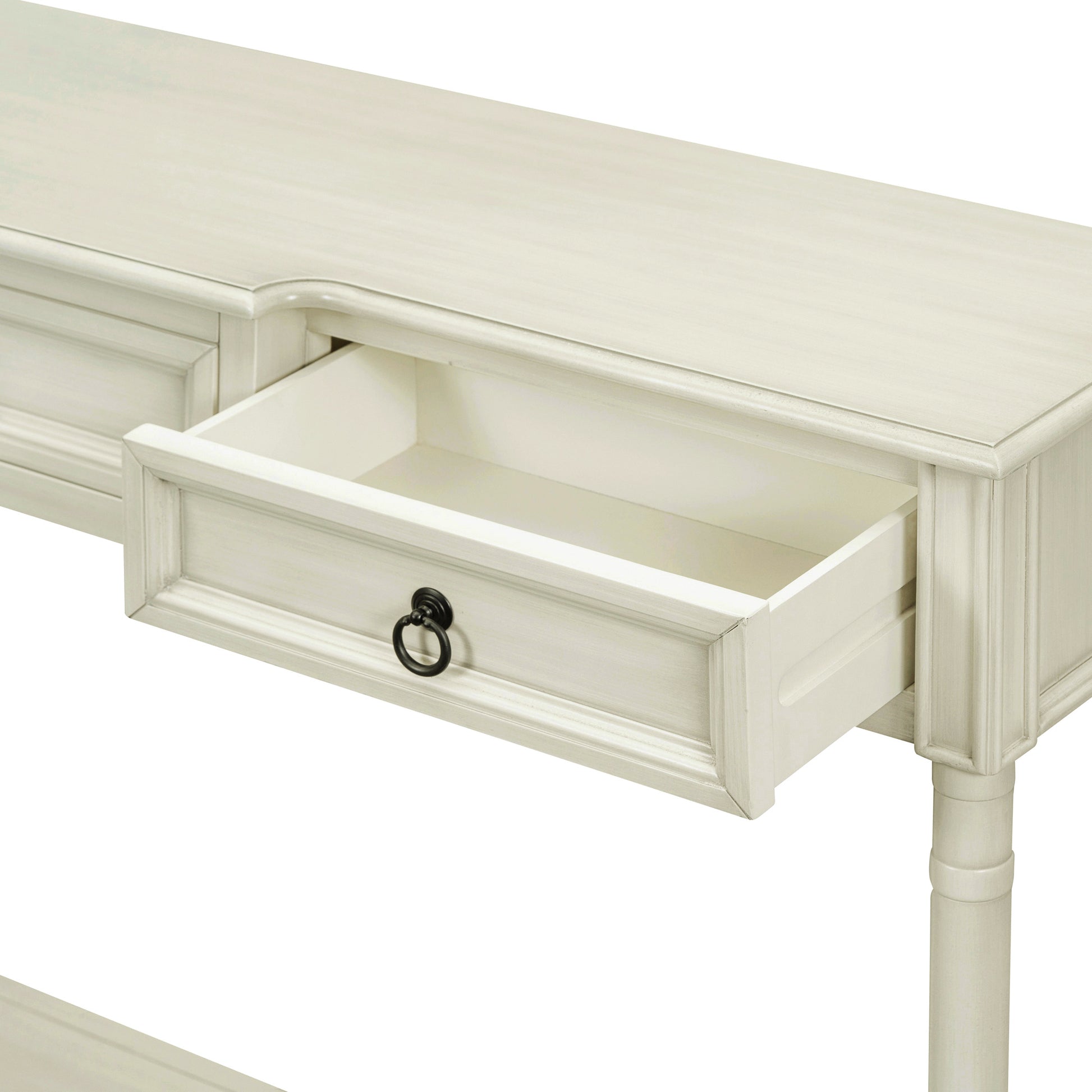 Console Table Sofa Table With Drawers For Entryway With Projecting Drawers And Long Shelf Antique White, Old Sku: Wf189574Aak Antique White Solid Wood Mdf