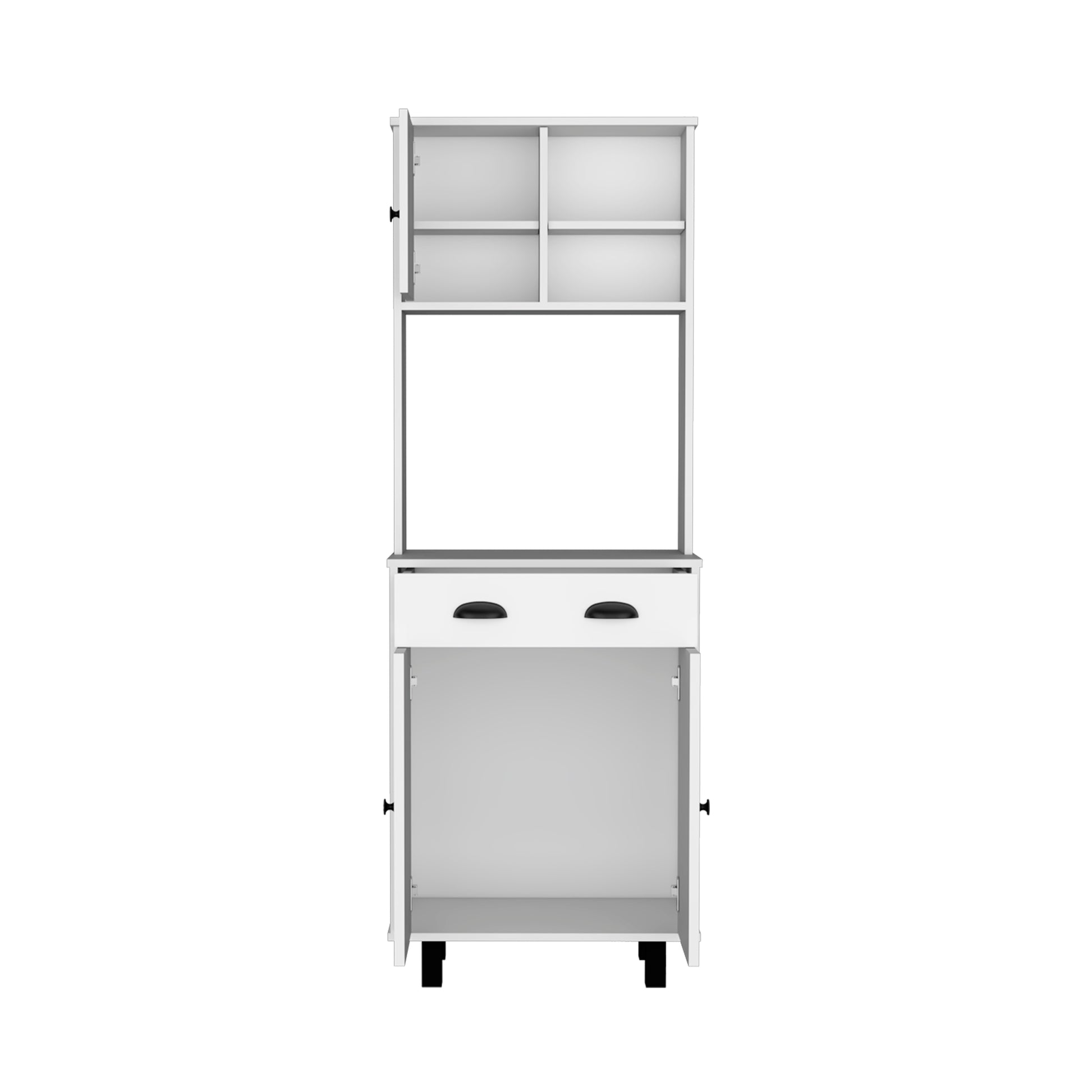Kitchen Pantry 67" H, Two Cabinets, Three Doors, Two white-particle board-pine