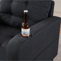 Dark Gray Upholstered Armchair And Storage Ottoman Set Comfortable Single Sofa With Cup Holders And Tufted Detailing, Ideal For Living Room Or Bedroom Dark Gray Foam Metal