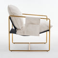 2 Chairs In 1 Box, Upholstered Hanging Armchair With Arm Pocketsmetal Frame, Gold Plated Craftsman, Crushed Foam Cushions And Skin Friendly Woven Fabric For Living Room And Bedroom. Beige Beige Metal