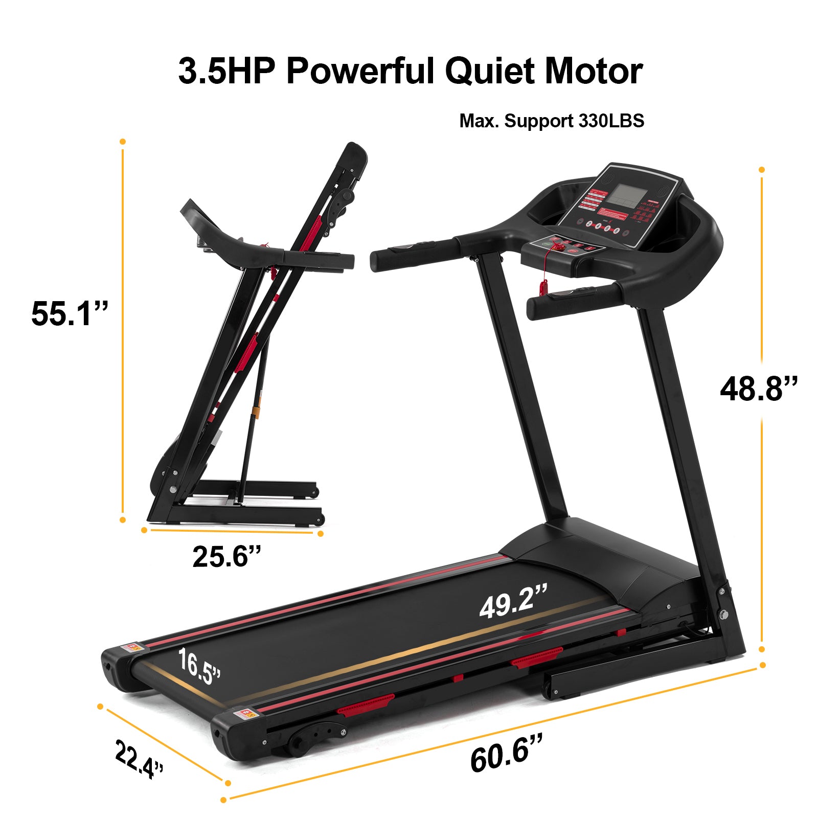 Fyc Folding Treadmill for Home 330 Lbs Weight