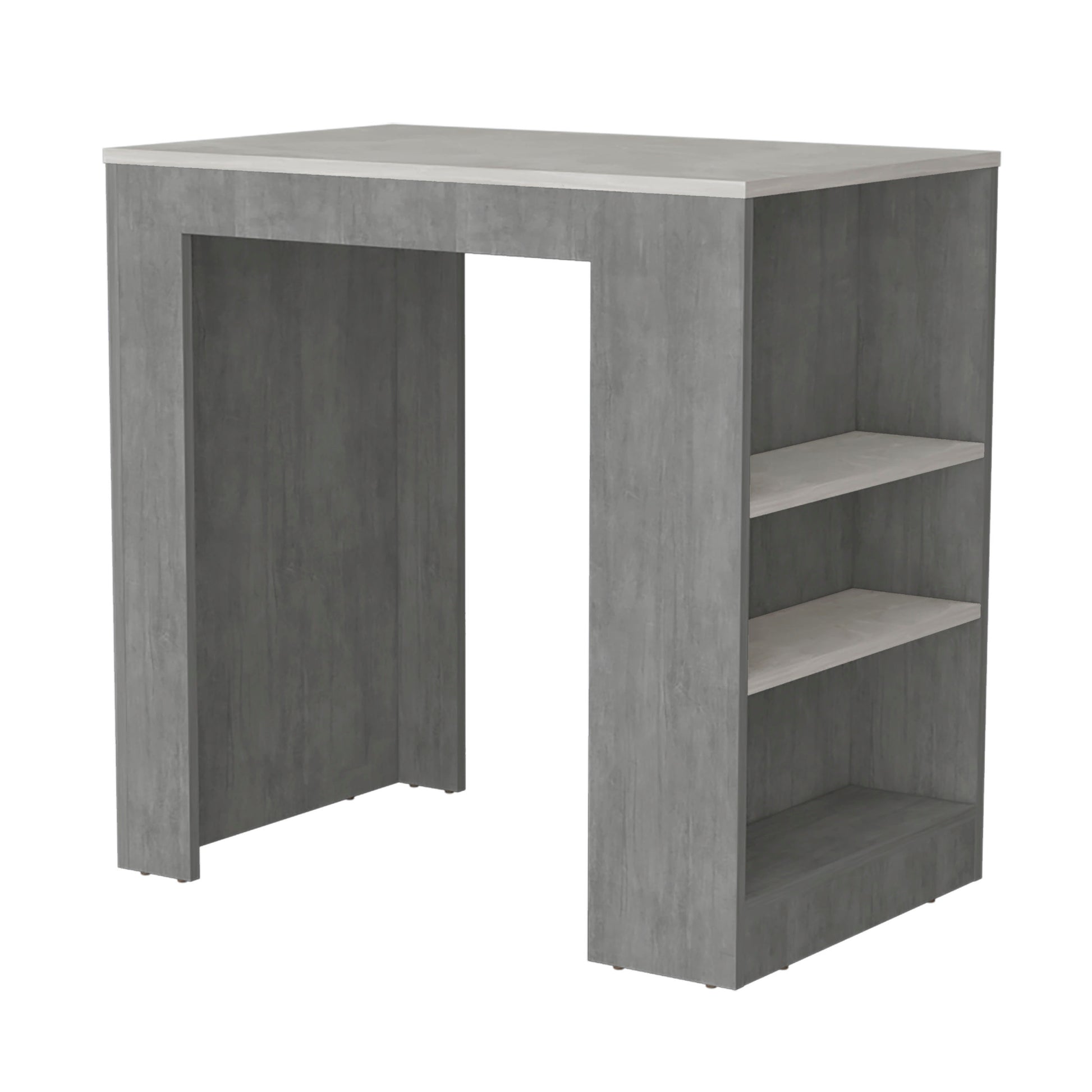 Kitchen Island, Kitchen Bar Table 36" H, 3 Side grey multi-particle board-pine