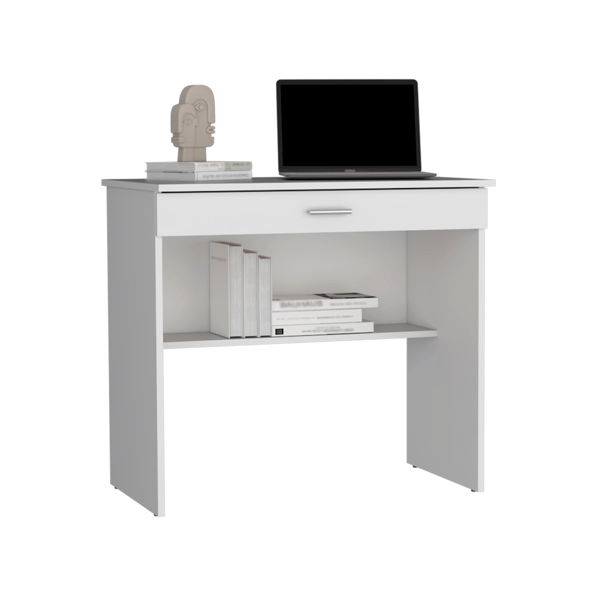 Montana Storage Desk, Spacious Stylish with Drawer and white-particle board-pine