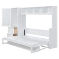 Queen Size Murphy Bed Wall Bed With Closet And Drawers,White Queen White Mdf Lvl