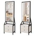 360 Swivel Jewelry Armoire & Makeup Mirror Cabinet With 2 Bottom Drawer, Rotates Freely, Spacious Storage Area, Hand Painted & Artisan White Finish White Modern Mdf