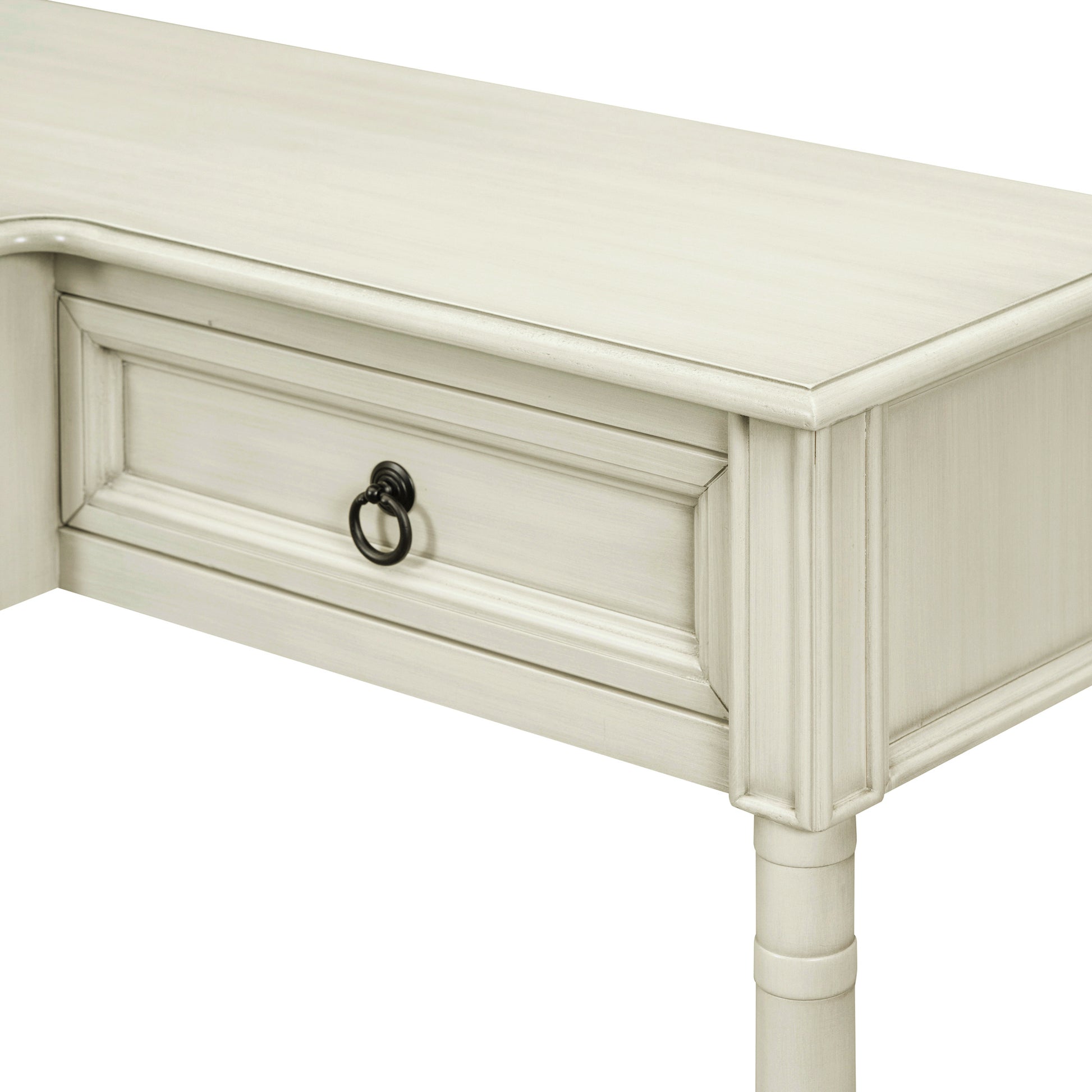 Console Table Sofa Table With Drawers For Entryway With Projecting Drawers And Long Shelf Antique White, Old Sku: Wf189574Aak Antique White Solid Wood Mdf