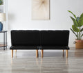 Corduroy Fabric, Wooden Legs Convertible Sofa Bed Color:Black Black Corduroy 3 Seat