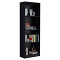 Vinton Bookcase With Spacious Tier Shelving Design, Black Black Particle Board Pine