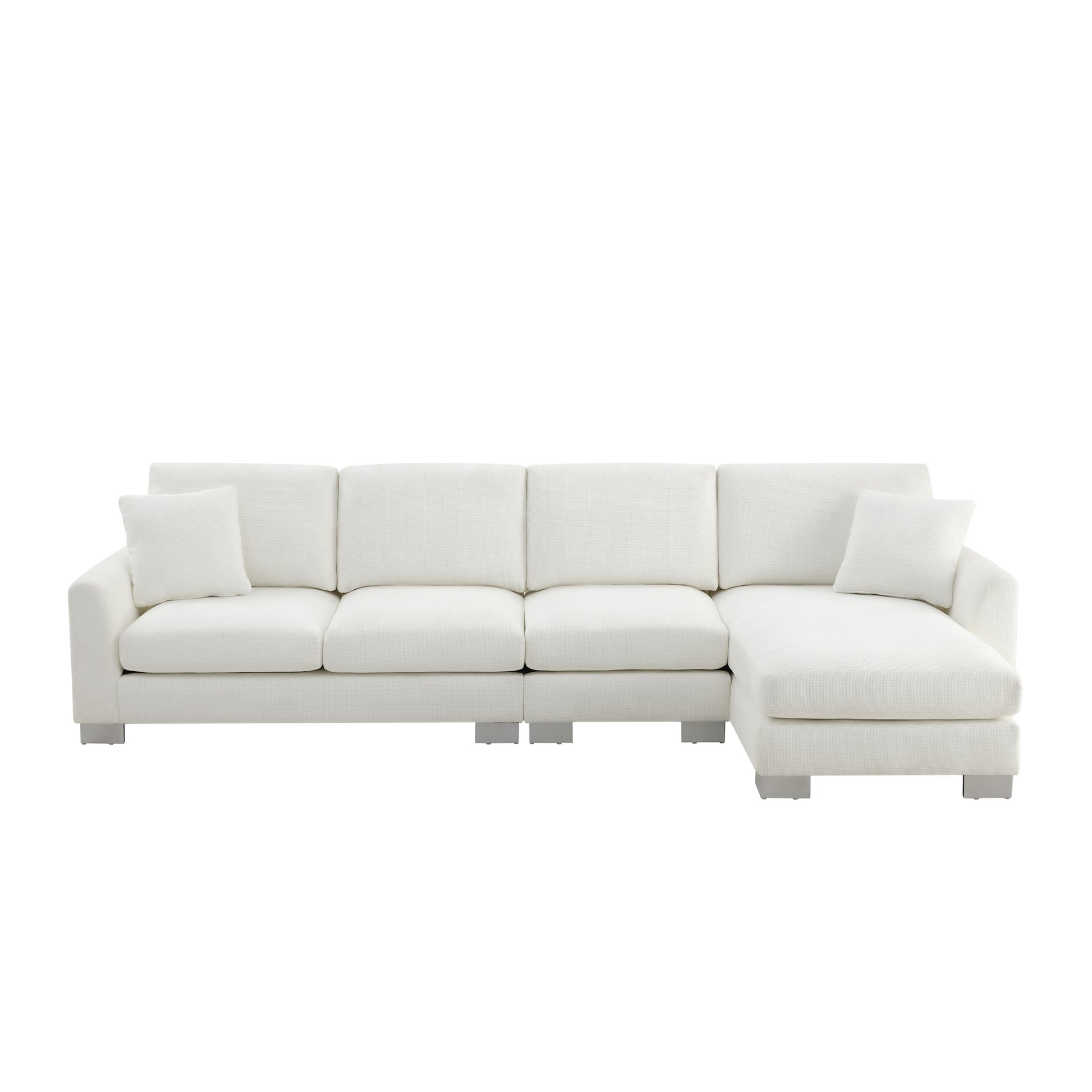 119*55" Modern Oversized Sectional Sofa,L Shaped Luxury Couch Set With 2 Free Pillows,5 Seat Chenille Indoor Furniture With Chaise For Living Room,Apartment,Office,2 Colors White Chenille