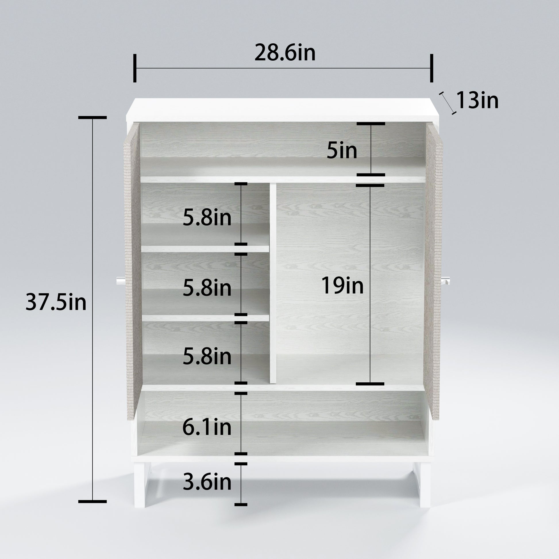 Shoe Cabinet With Doors, 6 Tier Shoe Storage Cabinet With Shelves, Wooden Shoes Rack Shoe Storage Organizer For Entryway, Hallway, Closet, Living Room, White 5 Or More Shelves White Open Storage Space Particle Board