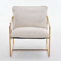 2 Chairs In 1 Box, Upholstered Hanging Armchair With Arm Pocketsmetal Frame, Gold Plated Craftsman, Crushed Foam Cushions And Skin Friendly Woven Fabric For Living Room And Bedroom. Beige Beige Metal