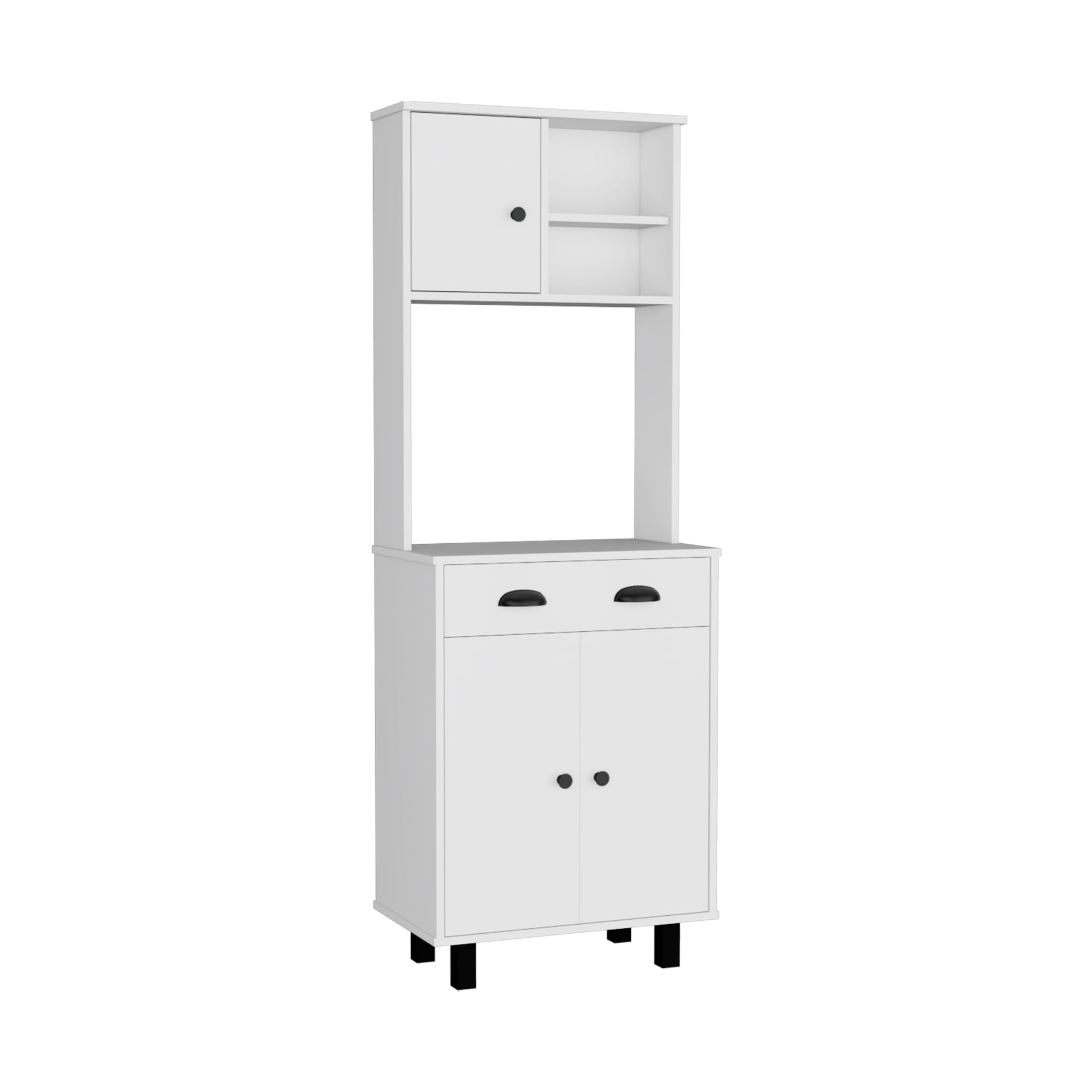 Waco 67" H Kitchen Pantry With Two Cabinets, Two Open Shelves, And One Drawer,White White Particle Board Pine